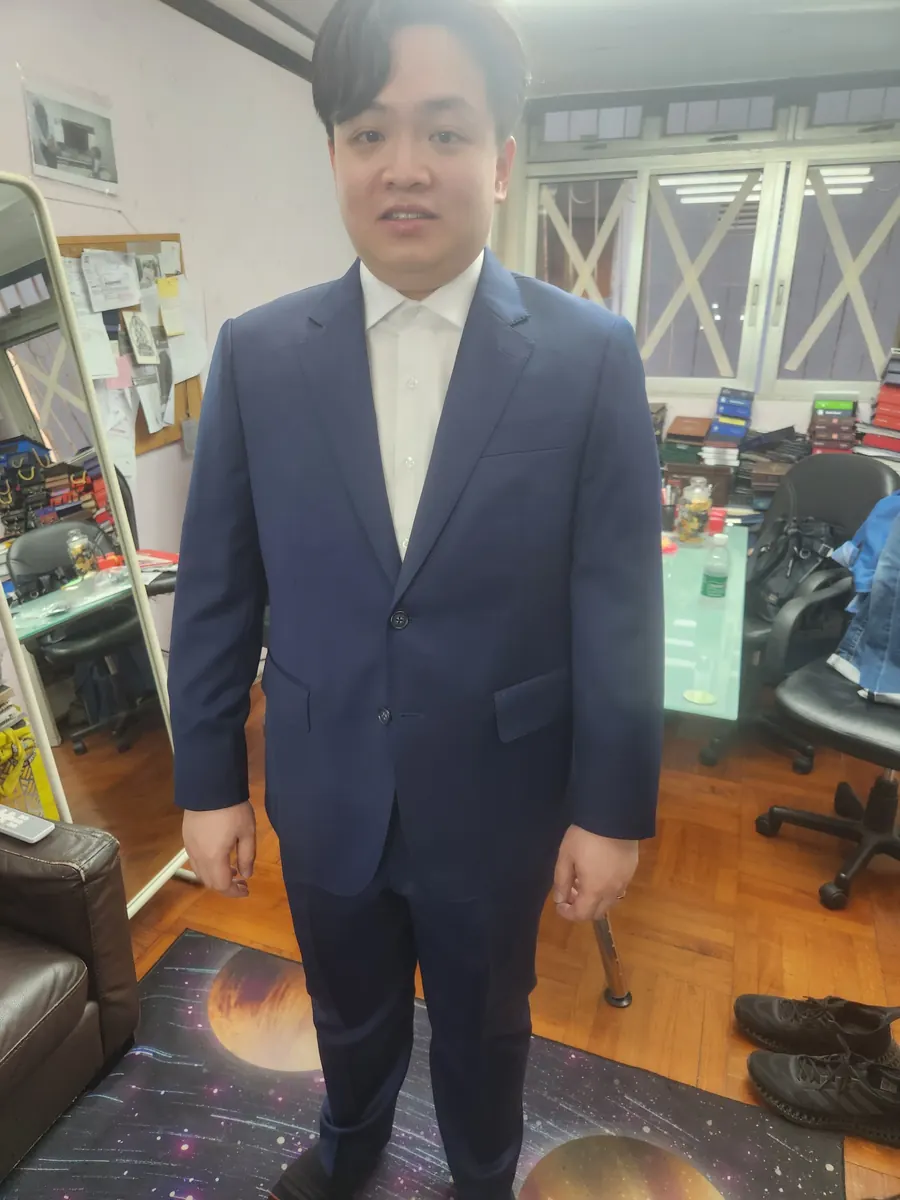 深藍色單排扣度身訂造男裝西裝